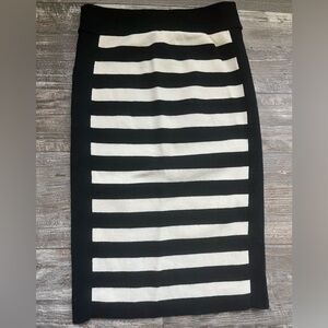 Juicy Couture Black and Angel Ivory Striped Pencil Bandage Bodycon Skirt